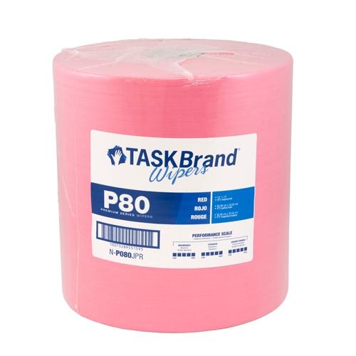 TASKBrand® P80 Premium Series Wipers, Hydrospun, Red, 12