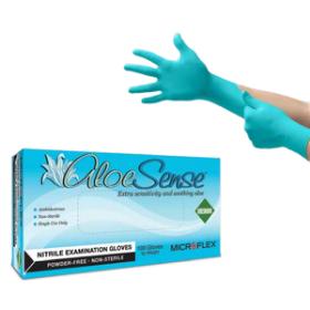 Microflex® Aloe Sense™ Nitrile Exam Gloves, Powder Free, 10x100, Teal, 4.7 mil - X-Small N960