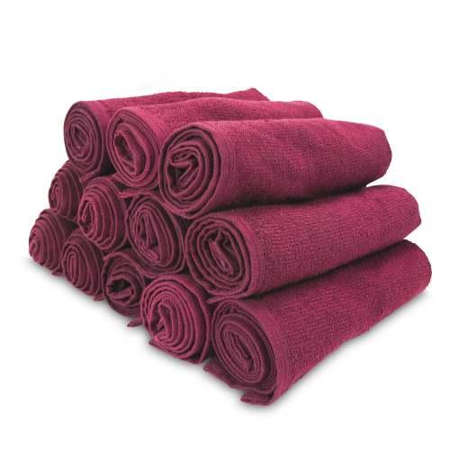 SALON TOWELS 16 X 28 BLEACH SAFE  BURGUNDY  12 PACK