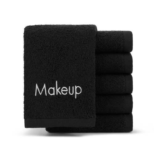 MAKEUP TOWELS 13 X 13   BLACK  6 PACK