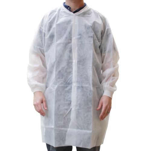PHARMA-COAT  KNIT WRIST Lab Coat Poly NoPockets White XS