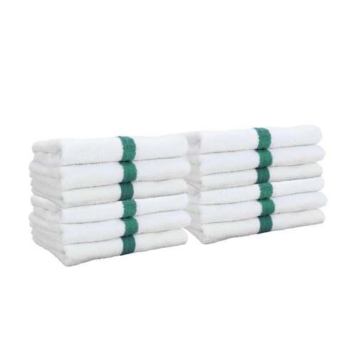 GYM POWER HAND TOWELS - 16 X 27  GREEN  12 PACK