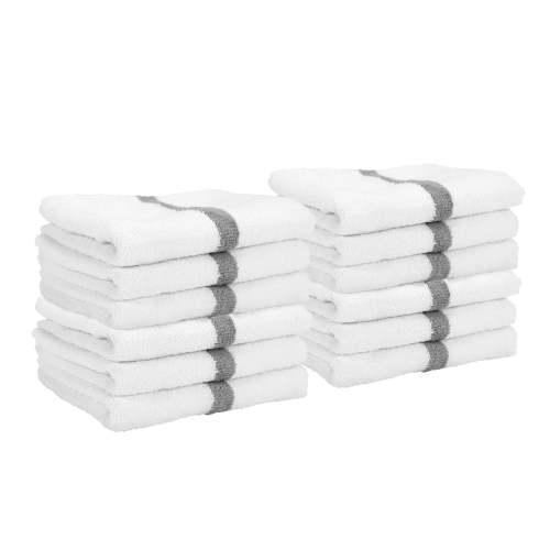 GYM POWER HAND TOWELS - 16 X 27  GRAY  12 PACK
