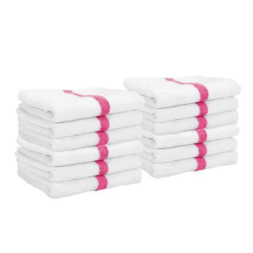 GYM POWER HAND TOWELS - 16 X 27  PINK  12 PACK