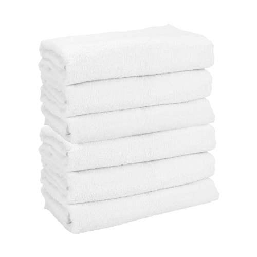 GYM POWER BATH TOWELS 22 X44  WHITE  6 PACK