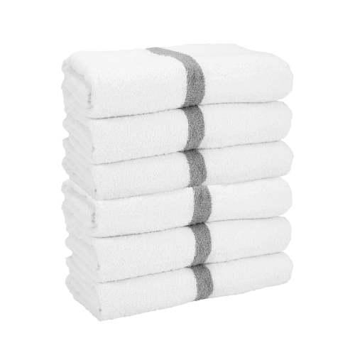 GYM POWER BATH TOWELS 22 X44  GRAY  6 PACK