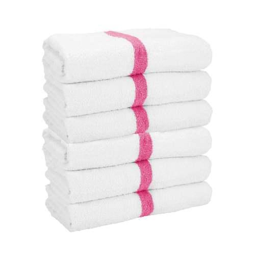 GYM POWER BATH TOWELS 22 X44  PINK  6 PACK