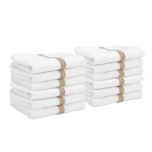 16x27 3LB Hand Towels Beige Center Stripe