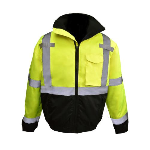 QUILTED BOMBER JACKET  HI VIS GRN W  BLK BOTTOM  2X