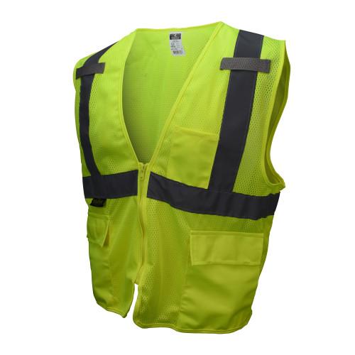 SURVEYOR SAFETY VEST  CLASS II  HI VIS GREEN  MESH  2X  1 EA