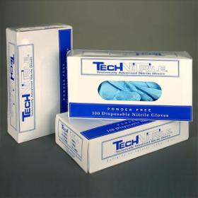 TechNiGlove TN100PFB Nitrile Powder-Free Cleanroom Gloves, 10x100, Blue, 5 mil, 9.5