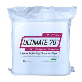 ULTIMATE 70® Polyester Sealed-Edge Cleanroom Wipes, Heavy Weight (140 GSM), 9