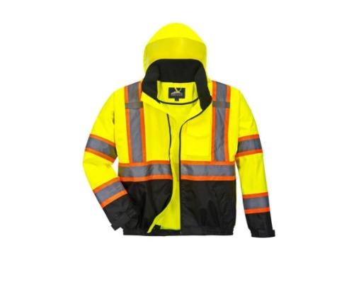 CLASS 3 HI VIS BLACK BOTTOM BOMBER JACKET  CONTRAST TAPE  2X