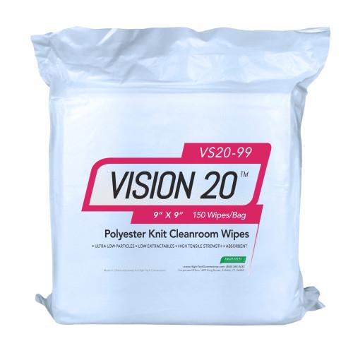 VISION 20® Polyester Knit Cleanroom Wipes, Heavy Weight (140 GSM), 9