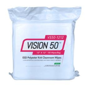 VISION 50™ Polyester ESD Cleanroom Wipes, Heavy Weight (140 GSM), 12