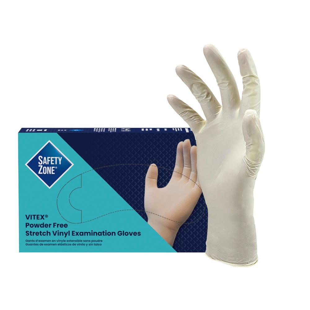 Safety Zone® Vitex®  Vinyl Powder-Free Exam Gloves, 10x100, Beige, 4 mil - Small VTX992