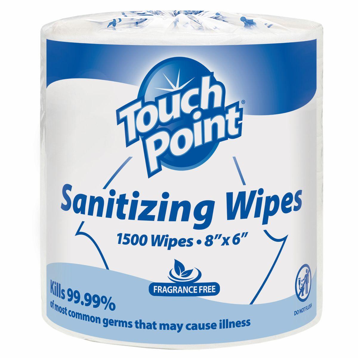 Touch Point® Hand Sanitizing Wipes, 1500/Roll - 2 Rolls/CS WS1500FF