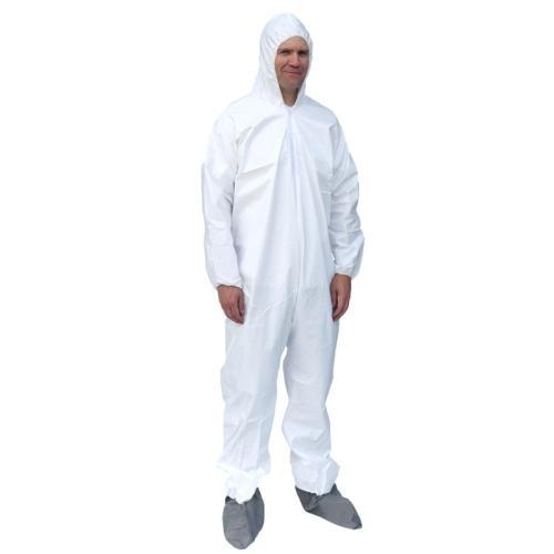 Microporous Disposable Coverall with Boots, White, 25/Case, L smp261 lg