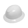 FULL BRIM WHITE HARD HAT, 6 PT RATCHET SUSPENSION